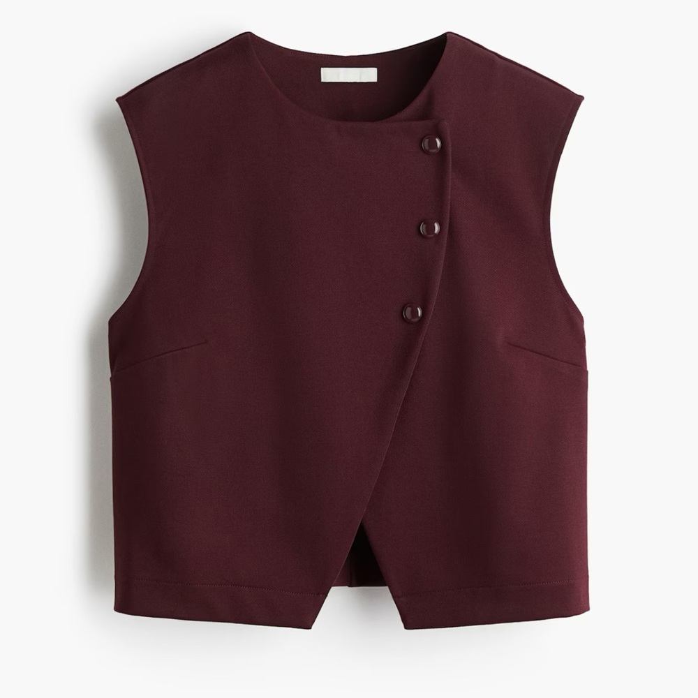 H&M Asymmetric Wrap Vest - Burgundy